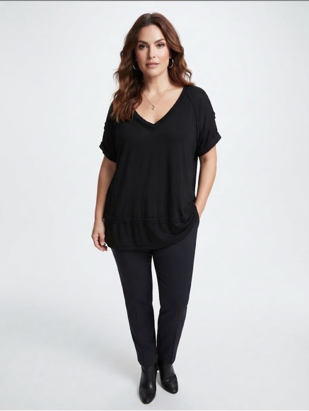 We The Free Black V-Neck Short Sleeve Tunic